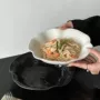 ins陶瓷荷叶边家用深盘