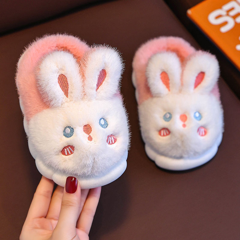 Zapatillas de algodón para niños otoño y invierno para niñas antideslizantes de fondo grueso interior zapatos de lana princesa bebé zapatos de algodón para padres e hijos