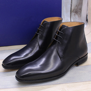 Guangzhou Handmade Leather Shoes Factory Outlet Cowhide Business Dress British Korean Retro Men's Leather Boots Lace Men's Shoes