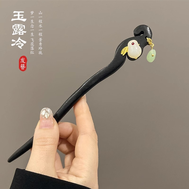 Clipper de cabello de flores de estilo antiguo, temperamento femenino de alto nivel, temperamento versátil, clipper de cabello de estilo chino, clipper de cabello de cabeza posterior.