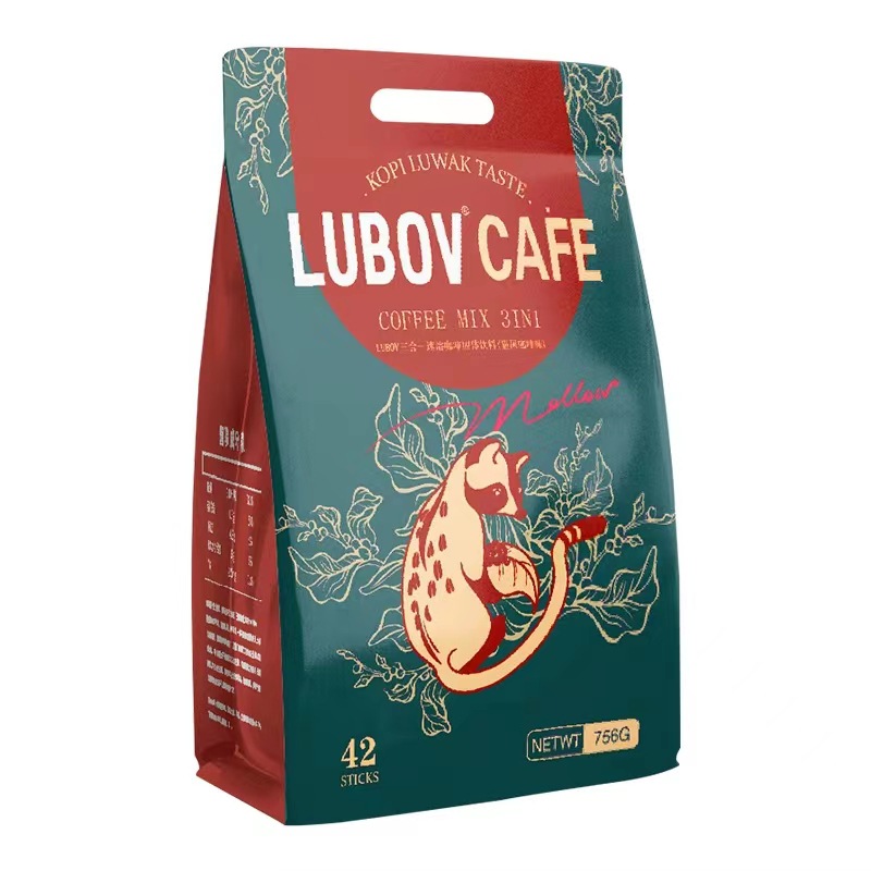 Malaysia imported light luxury style LUBOV three-in-one instant coffee green 756g hotel office coffee