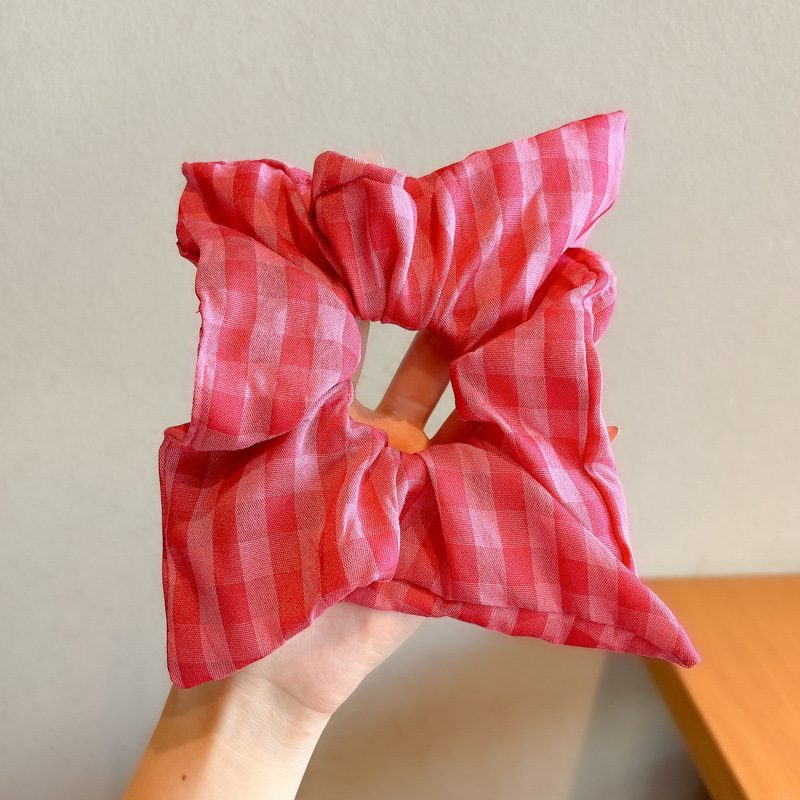 韩系春夏蝴蝶结大肠发圈女款蕾丝碎花头绳粉色方巾大号发饰|undefined