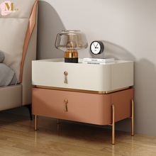 床头柜玻璃新款整装高级感床头柜轻奢简约现代实木床边柜岩板卧室