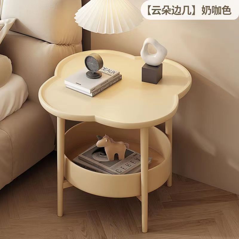 Simple Modern Cream Style Side Table Flower-Shaped Bedside Table Household Curved Surface Storage Bedside Table Cross-Border Factory Wholesale