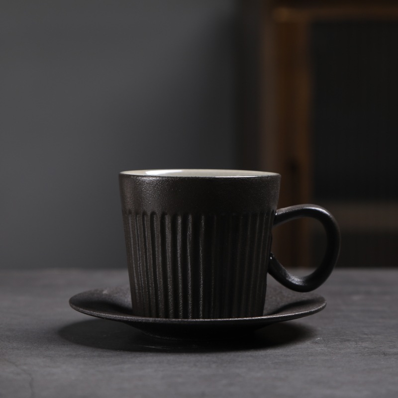 Estilo japonés vintage de cerámica taza de café y platillo traje creativo regalo taza de té de la tarde taza de café de gres