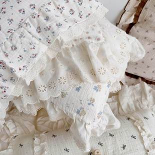 Cotton Class A Small Fresh Korean Floral Gauze Pillowcase for Children Baby Single Kindergarten 30x 50 Pillow Cover