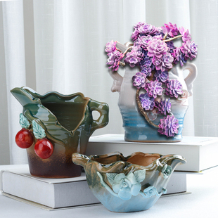 Cliff Pile Fleshy Flower Pot Ceramic Notch Cave Medium and Large Size Personalized Creative Living Room Flower European Desktop Special Price