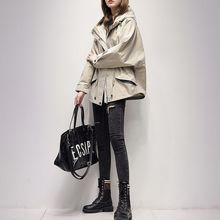 小个子浅卡其风衣韩系女连帽工装2024春秋新款时尚流行百搭短外套