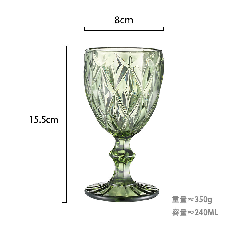 Gran por mayor transfronterizo vasos de vino en relieve europeos tazas de vidrio de colores tazas de bebida de jugo de frutas espesadas tazas de leche de boda tazas de pies altos