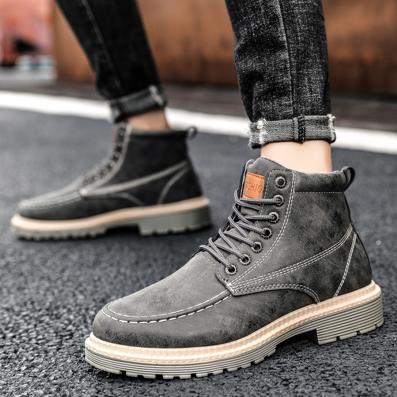 2022 Autumn Fashion Men's High Top Casual Outdoor Work Boots Foreign Trade Martin Shoes Fashion Leather Boots