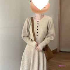法式针织长袖连衣裙子女早秋季2025新款韩系慵懒风气质穿搭一整套