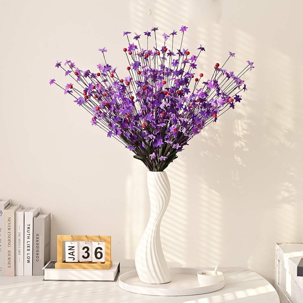 New Style PE Starry Night Artificial Flowers with Red Berries Vase Arrangement Hall Decor Flower Art Wedding Photography Simulated Flowers