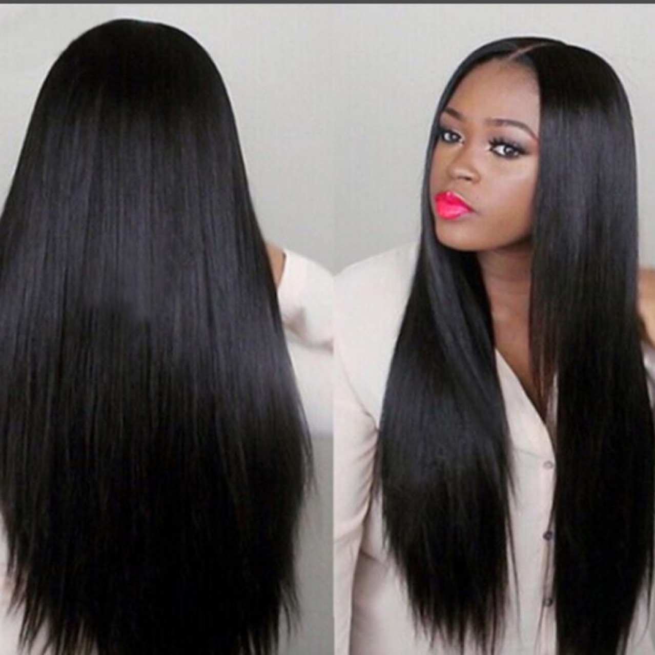 Wig female long straight hair in the mid...