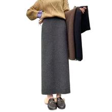 针织半身裙女高腰新款长裙百搭不开叉直筒子显瘦裙时尚秋冬包臀裙