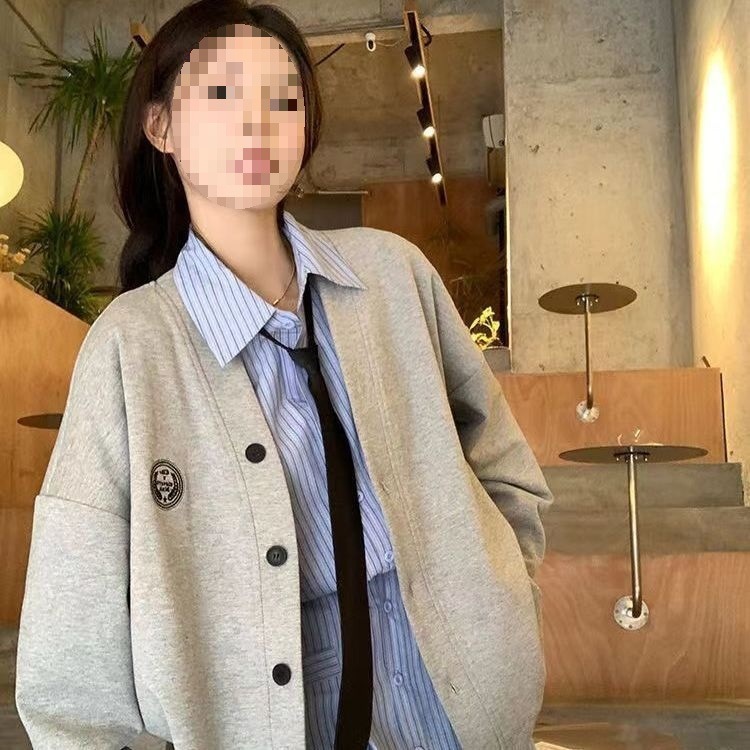 学院风套装棒球服开衫卫衣入秋外套新款早秋条纹连衣裙子两件套|undefined