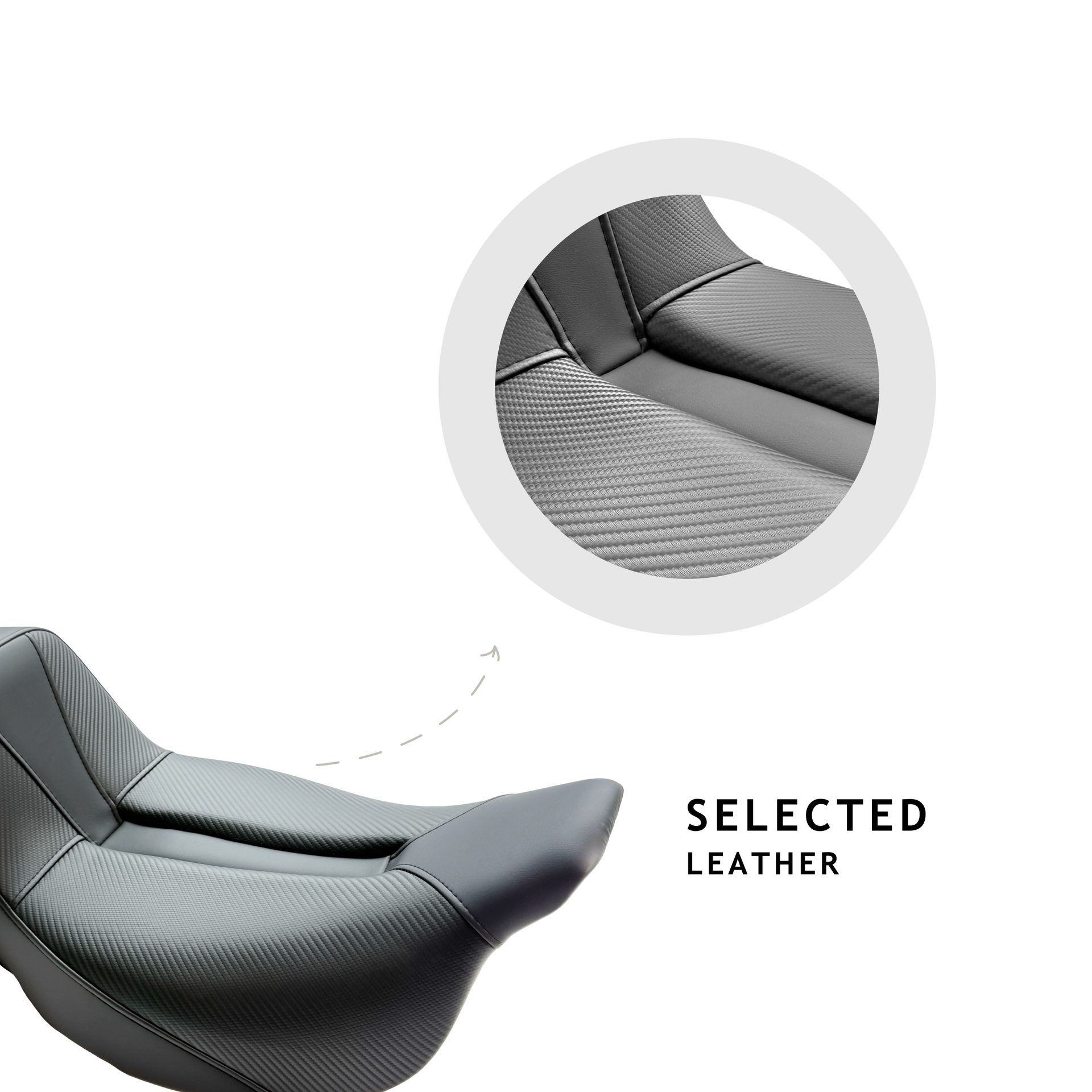 Suitable for Harley 08-26 Touring, High-Performance Step Seat Cushion, Carbon Fiber Leather, Contains Gel