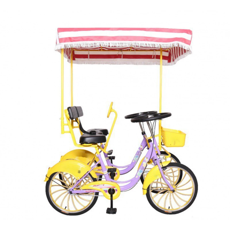 Автомобиль для трех человек, tandem-байк, двойная коляска на четыре колеса