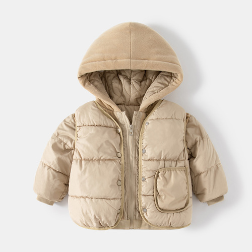 Foreign trade children's clothing  new children's down jacket two-piece set wide shoulder vest quilted medium-sized boy's cotton-padded jacket