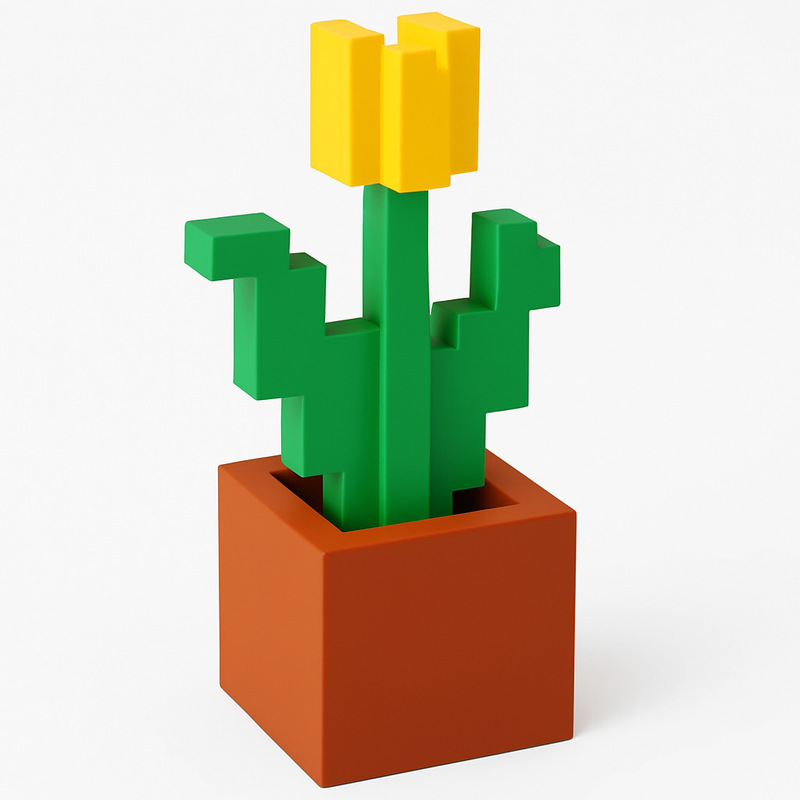 跨境爆款我的世界mc植物3D打印模型植物花实物居家摆件郁金香盆栽|undefined