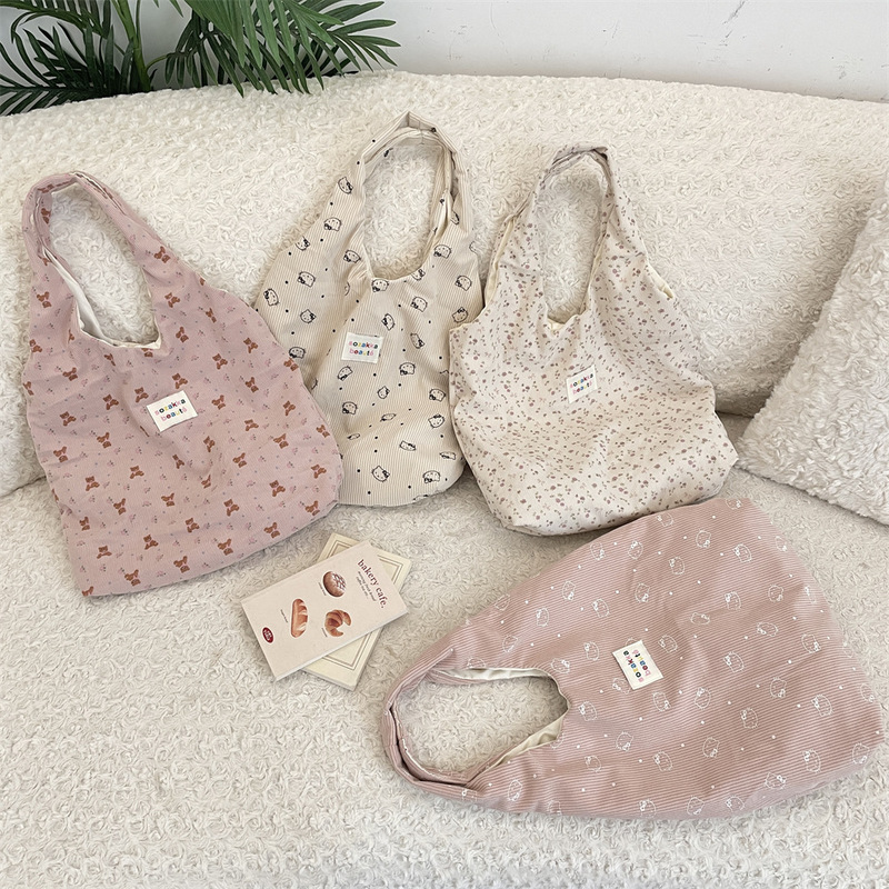 59183 Corduroy Printed Bear Canvas Bag 2025 Korean Shoulder Bag Commuter Large Capacity Vest Bag 59183 Corduroy Printed Bear Canvas Bag 2025 Korean Shoulder Bag Commuter Large Capacity Vest Bag