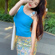 夏日海岛多巴胺花卉印花半身裙女甜辣性感显瘦包臀裙2025新款短裙