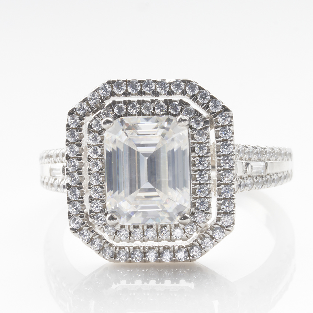 Europa y los Estados Unidos 3 quilates 7X9MM plata esterlina anillo de moissanita anillo de moissanita TK transmisión en vivo