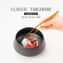 创意黑色磨砂钵碗个性高颜值甜点碗餐厅沙拉碗小吃碗家用防烫汤碗