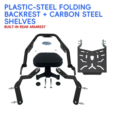 foldable backrest, rear rack, side – Motorcycle bumper - plastic-steel-folding-backrest-rear-rack-comes-with-free-rear-handrail