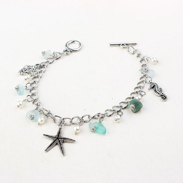 Sapphire ankle bracelet pearl for yoga
