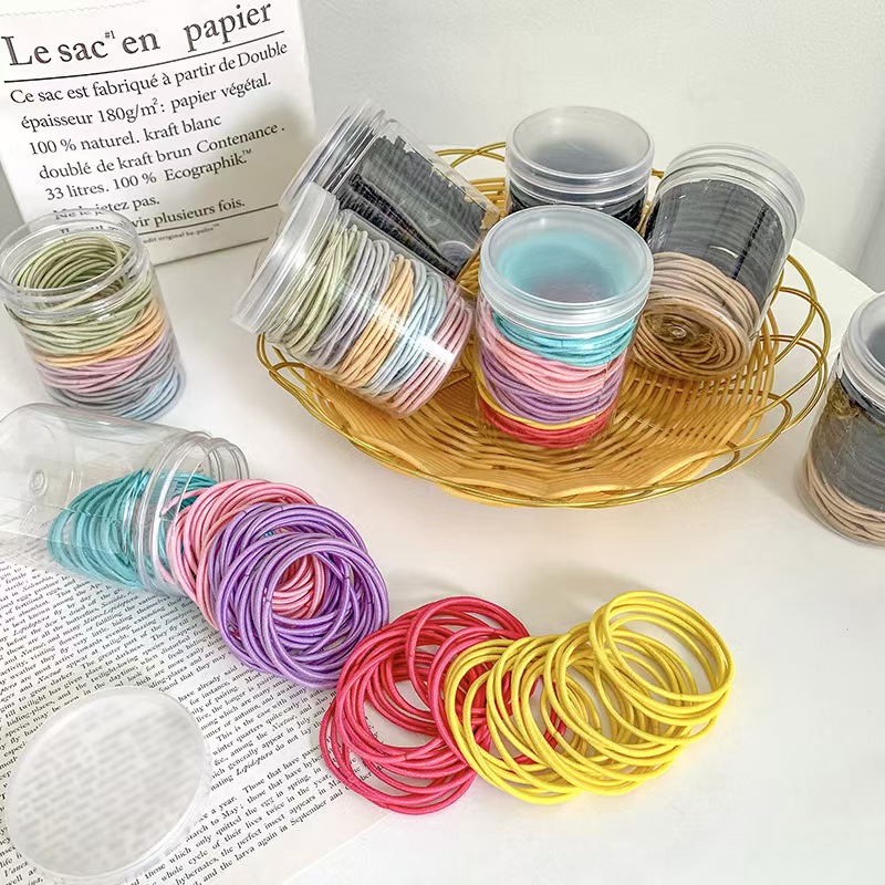 한국 스타일 파인 헤어 링 캔디 컬러 기본 고무 텐돈 화려한 가죽 재킷 여성 헤어 로프 마카롱 컬러 간단한 헤어 로프