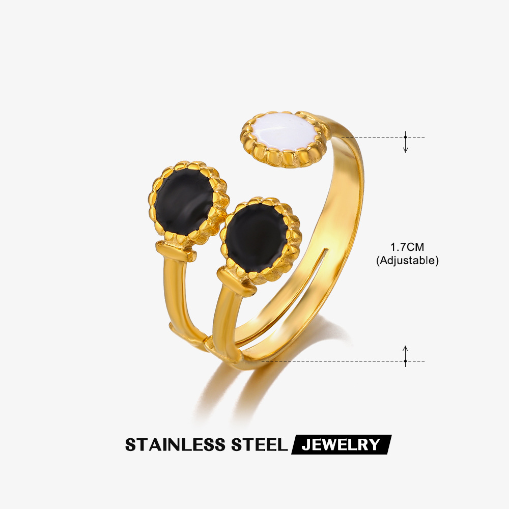 Rings Classification PVD Coated 18K Gold Plated Round Star Heart Shape 304 Stainless Steel Retro Novelty Waterproof Non Tarnish Rings
