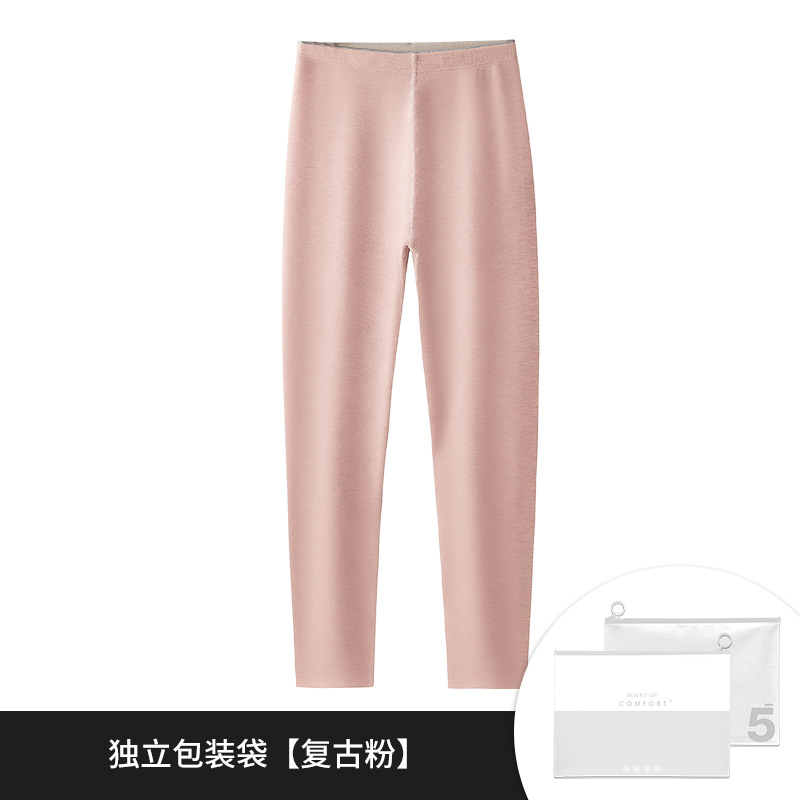 [Contiene seda] Pantalones térmicos sin costuras de lana para mujer transfronterizos de otoño e invierno más leggings de color sólido engrosados de terciopelo en stock