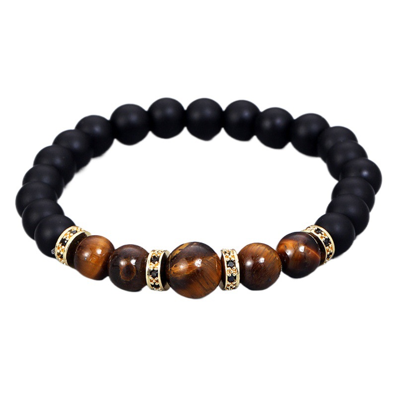 Europa y América esmerilado Tigre Ojo de Piedra de Los Hombres pulsera de cuentas DIY transfronteriza estación independiente 8/10mm Ojo de Tigre amarillo pulsera de piedra