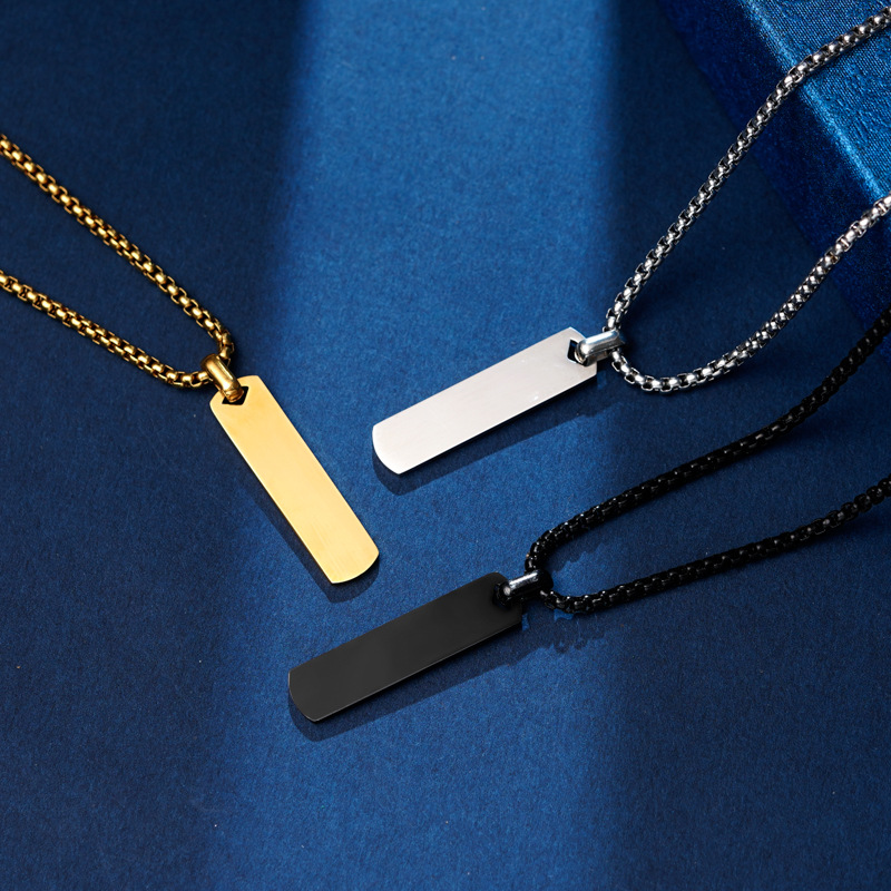 Minimalist Stainless Steel Necklace For Men With Lettering Pendant_voghion.com