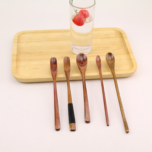 Creative long-handled coffee spoon, Japanese wooden spoon, stirring spoon, dessert honey spoon, dining utensil, soup spoon, handmade spoon, wholesale