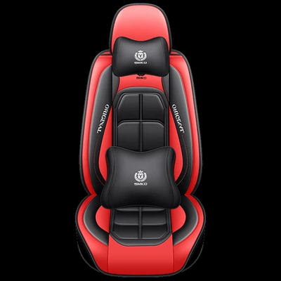 Five-seat car seat cushion fully surrounded four seasons universal leather seat cover wear-resistant stain-resistant breathable car seat cover (Universal seat cover) - passion-red-single-seat