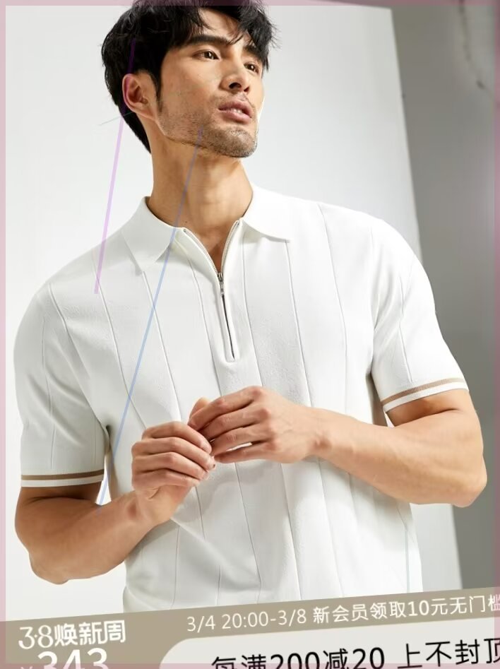 Nuevos productos de ropa de hombre de verano nuevo seda de hielo transpirable antiarrugas hombre ligero maduro negocio casual cuello de manga corta camiseta polo camisa