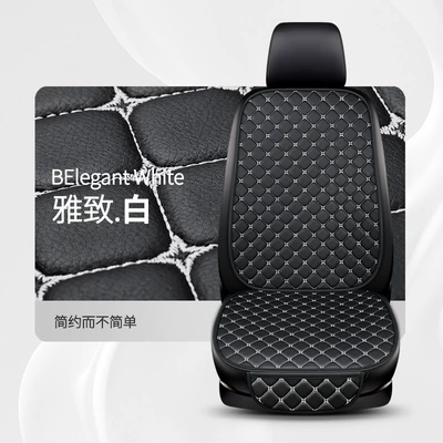 Seat cushion, seat cover: Pad, Single-Piece Leather Seat Cushion - black-and-white-star-leather-front-row-single-piece