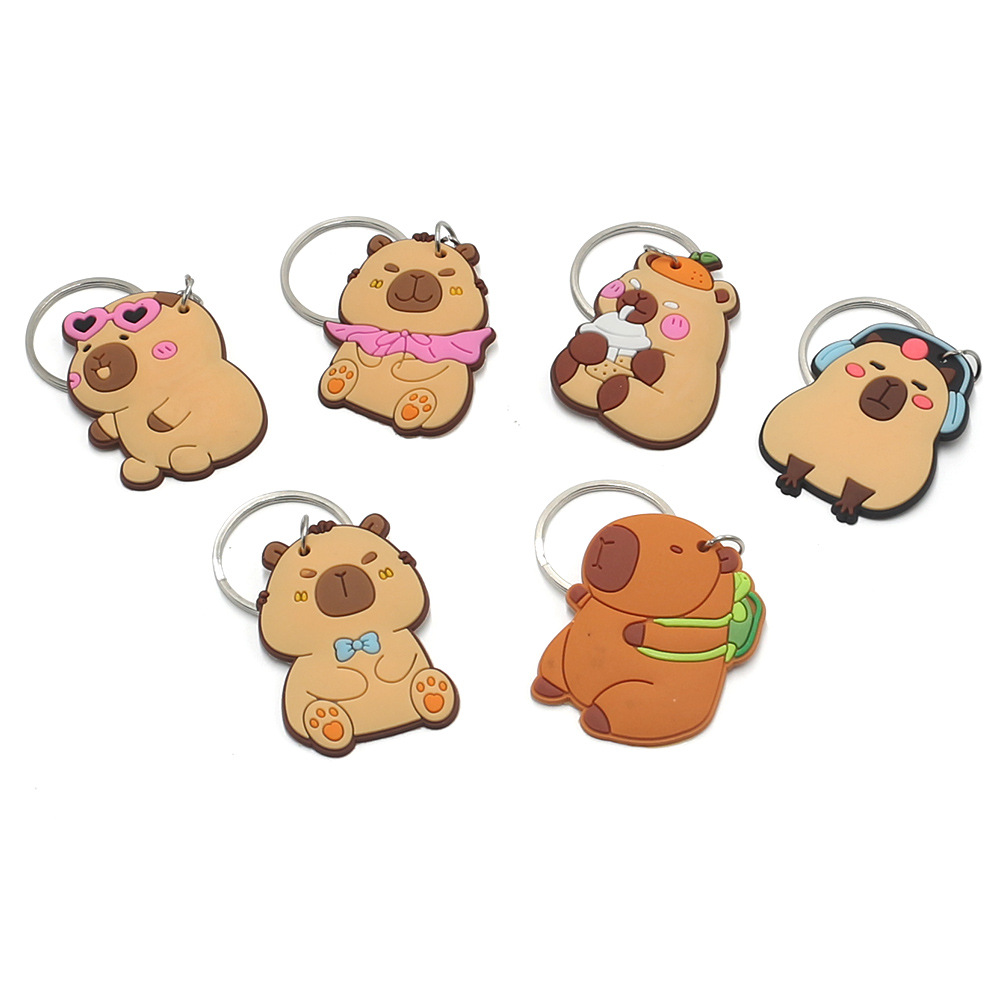 Llavero de capibara transfronterizo, bonito y de dibujos animados para niños, accesorio colgante para coche o bolso, venta al por mayor pequeña