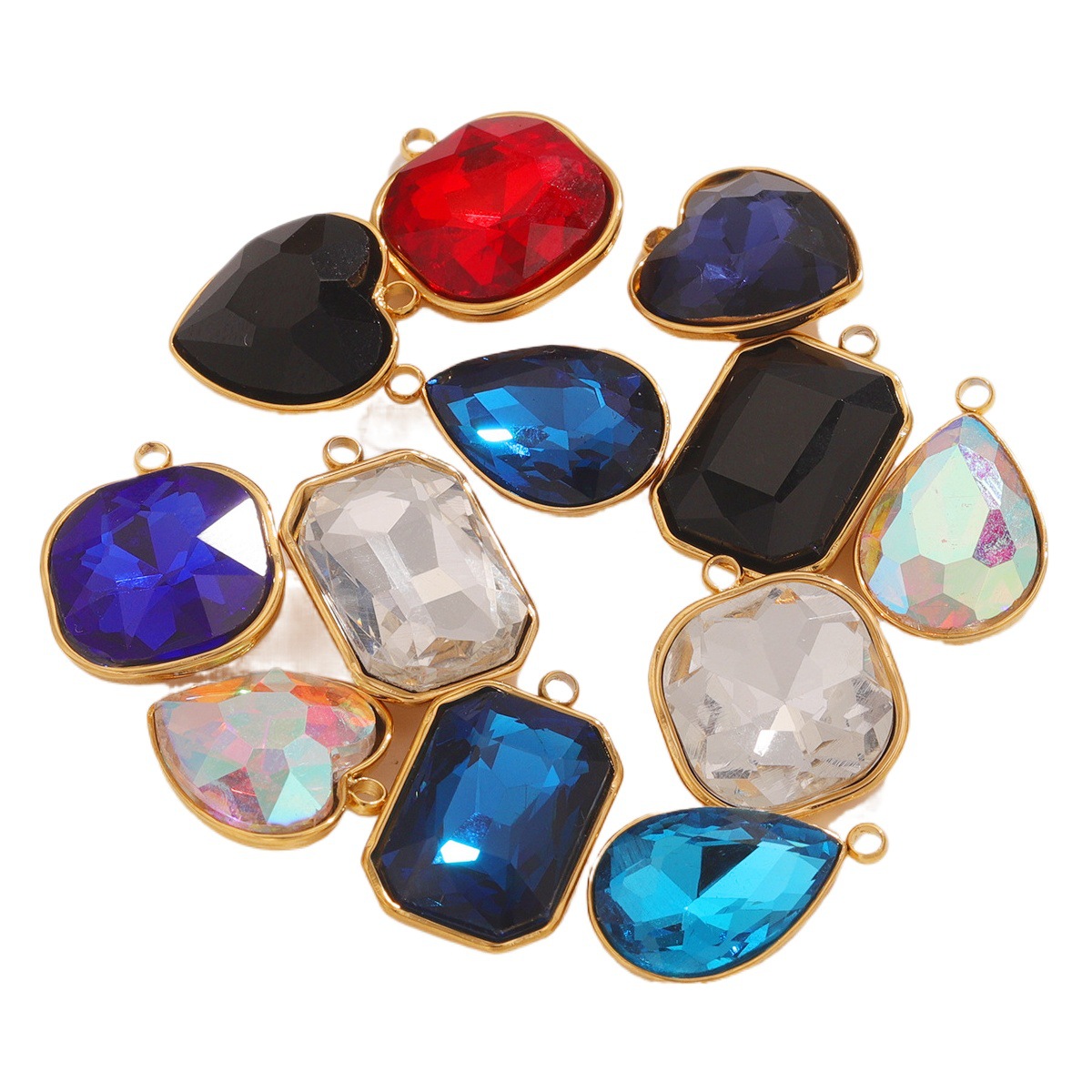 Acero inoxidable cristal colgante mar azul gema color titanio acero colgante collar DIY accesorios de la joyería