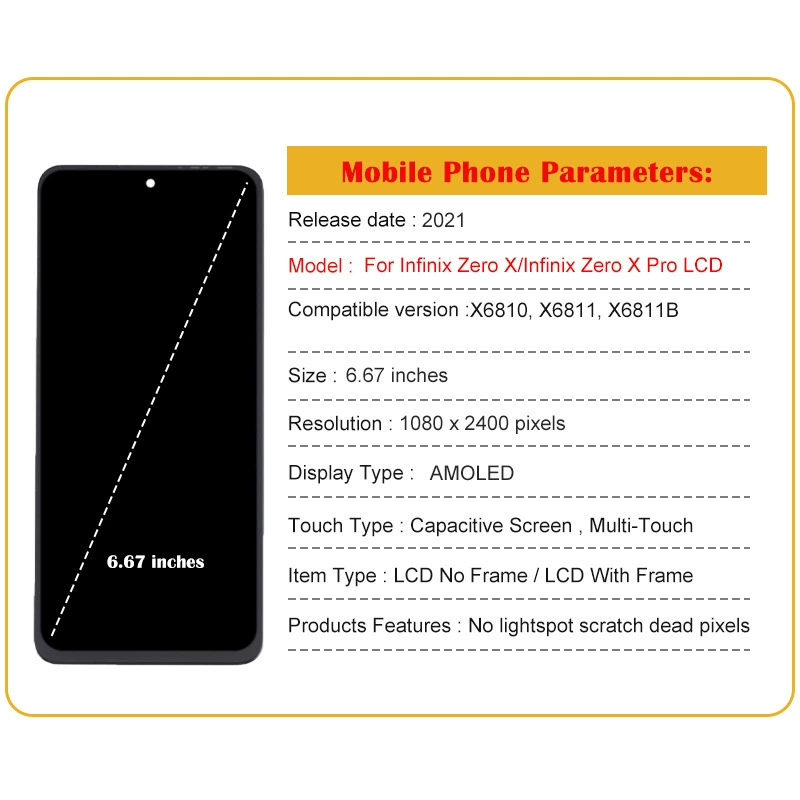 Подходит для сборки внутреннего и внешнего экрана LCD панели Transsion Infinix Zero X/X Pro экран LCD дисплей