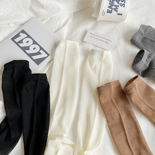 Socks women's calf socks pile socks mesh summer thin breathable JK women's socks long solid color high-end socks