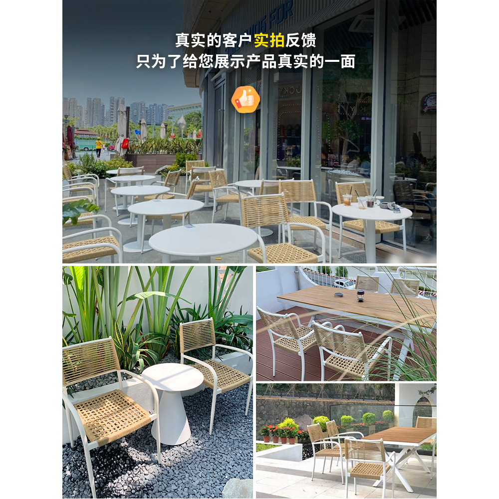 Outdoor Wicker Table and Chairs Courtyard Balcony Outdoor Lounge Outdoor Wicker Chairs Coffee Shop Tea Table Table Set of Three