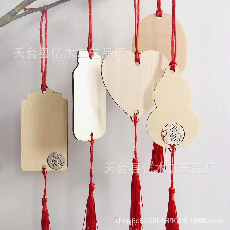 Деревянные благословения карты украшения кулон рукописный пожелание карты фестиваль украшения живописное место Храм висит