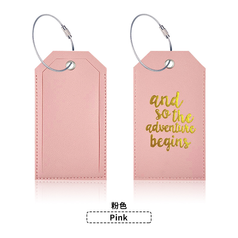 En stock tarjeta de embarque de cuero bronceado grueso de doble cara transfronteriza con tarjeta de papel de firma etiqueta de equipaje pu etiqueta de equipaje