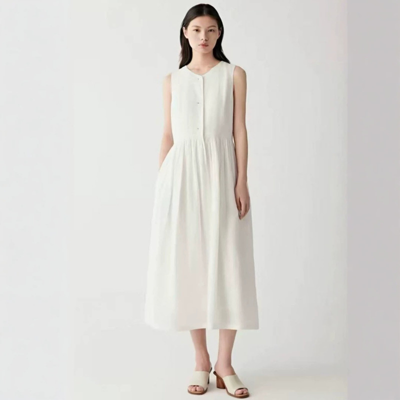 Xiaohe Women's Clothing Mall's Same Style 2026 Summer New Commuter Simple Linen Plain Long Dress Xiaohe Women's Clothing Mall's Same Style 2026 Summer New Commuter Simple Linen Plain Long Dress