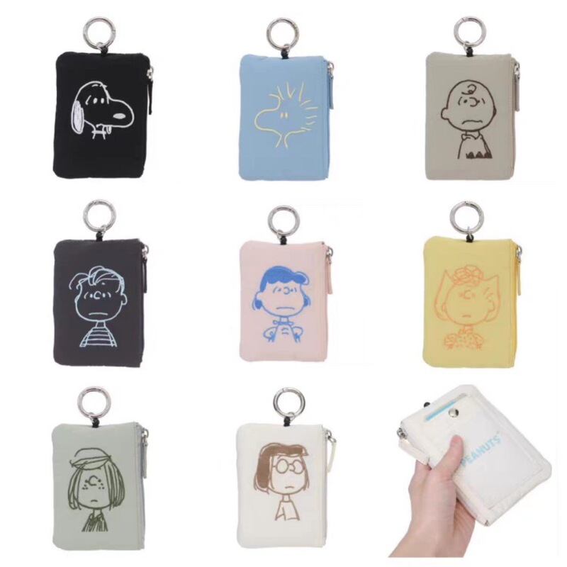 Spot Japanese Cartoon Embroidery Pattern Card Holder for Men and Women Zippered Hanging Bag Coin Purse