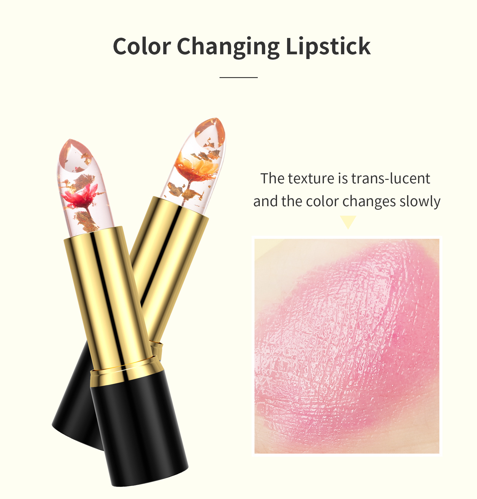 Hellokiss jelly Flower Lipstick Moisturizing, hydrating, long-lasting and color-enhancing gold foil thermochromic lipstick is selling well across borders undefined