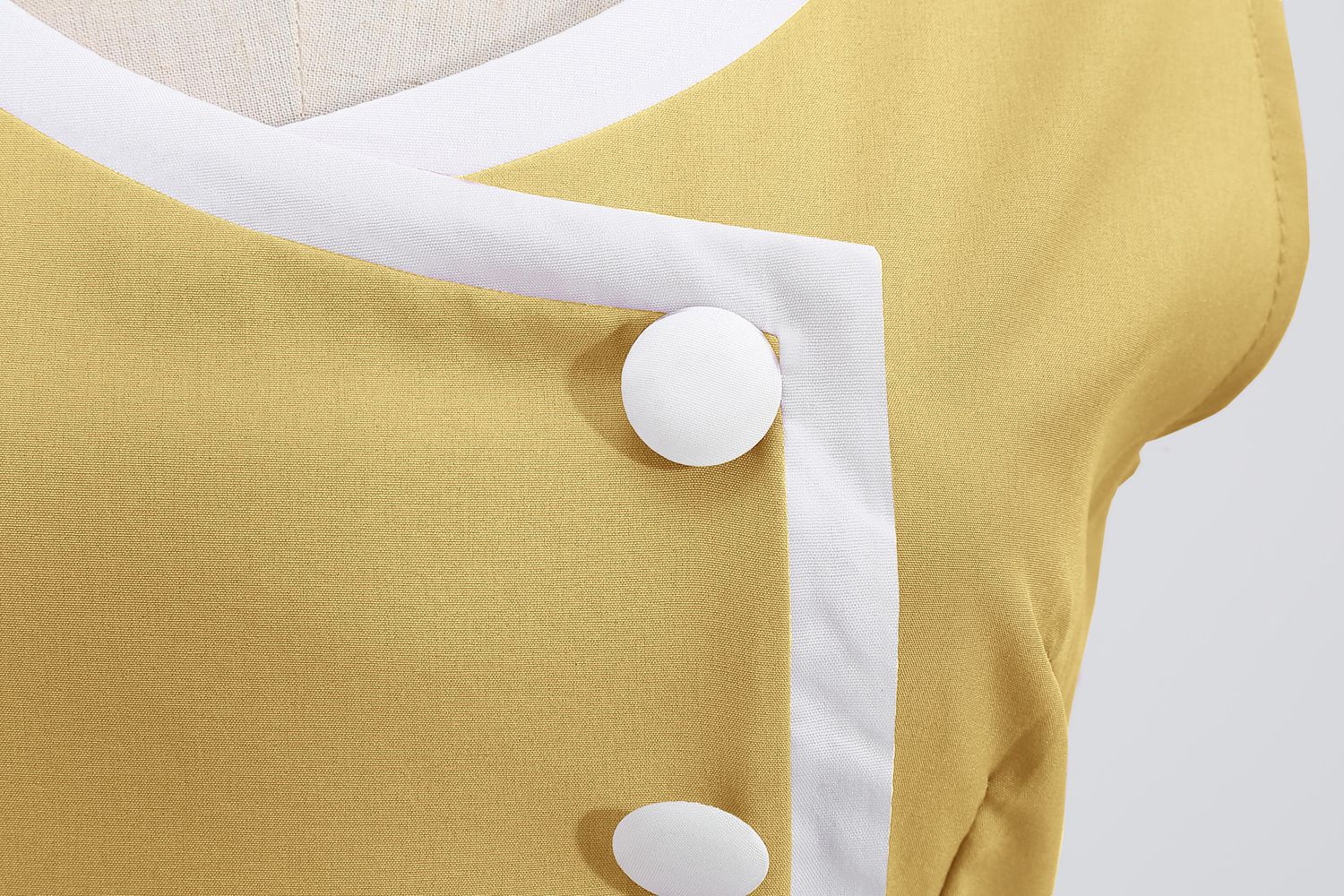  Femmes Hepburn rétro blanc rayure couture fausse simple boutonnage décoratif couleur unie grande jupe_voghion.com