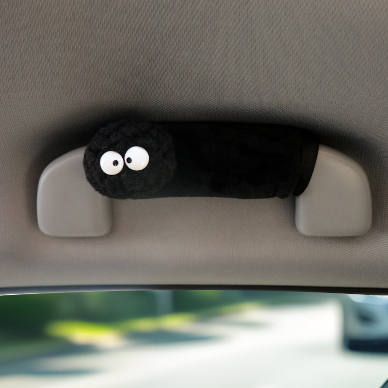 Nuevos productos lindos guantes de tirada de bola de carbón negro guantes de automóviles universales frenos manija de puerta interior cubierta de protección decoración de automóviles